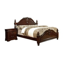 FOA Ruben 2pc Cherry Solid Wood Panel Bedroom Set - Queen Nightstand