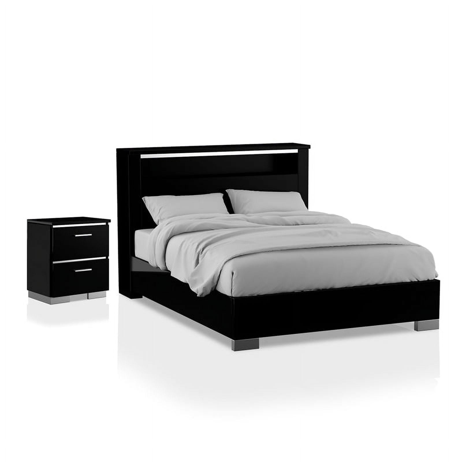 FOA Ryant Contemporary 2Piece Black Wood Bedroom Set Queen