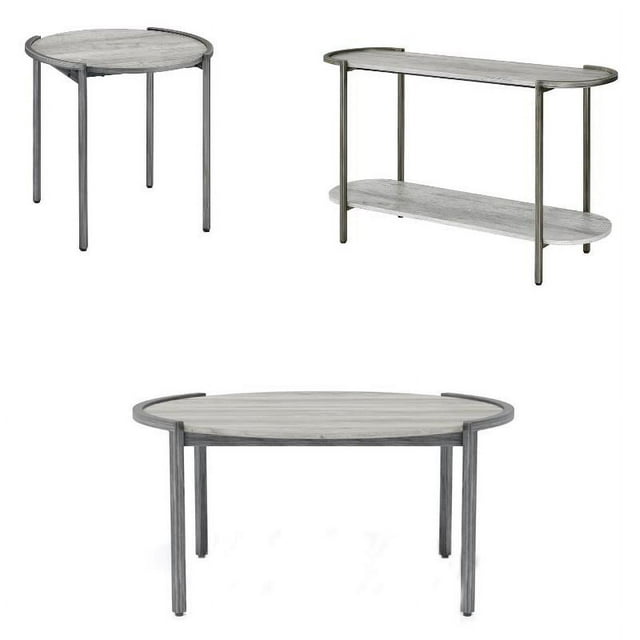 FOA Set of 3 Mordicai Metal Living Room Tables in Light Gray - Walmart.com