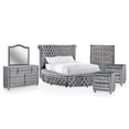 thumbnail image 1 of FOA Vriam 6pc Gray Fabric Bed Set-King+2 Nightstands+Chest+Dresser+Mirror, 1 of 10