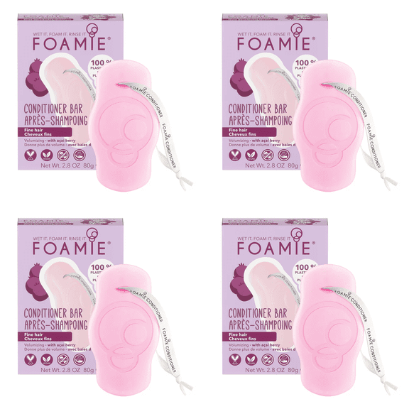FOAMIE CONDITIONER BAR for Fine Hair - You're Adorabowl Acai Berry, 2.8 oz (4 Pack)