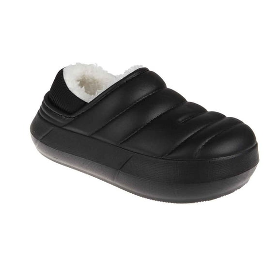 FOAMWALK Boys' Clogs - Comfy Fur Lined Clog, Indoor and Outdoor Clogs for Toddler/boys, Black, 11-12