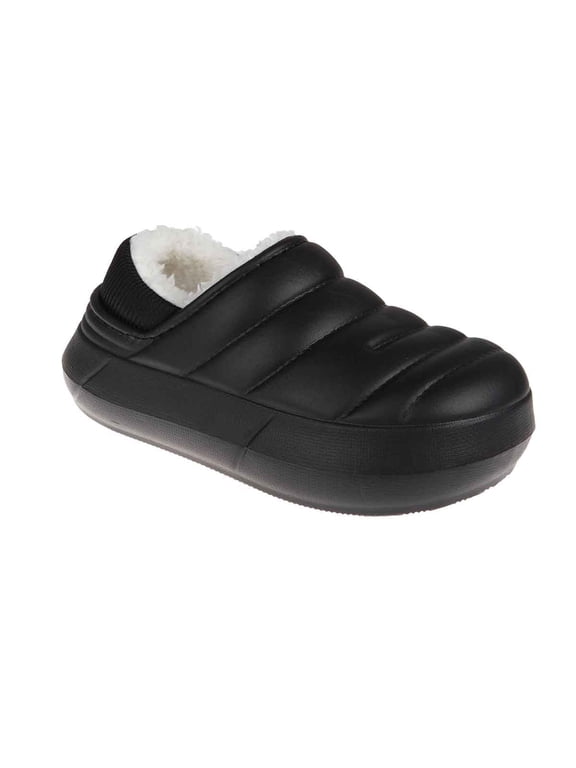 Boys' Clogs - Comfy Fur Lined Clog, Indoor and Outdoor Clogs for Toddler/boys, Black, 13-1