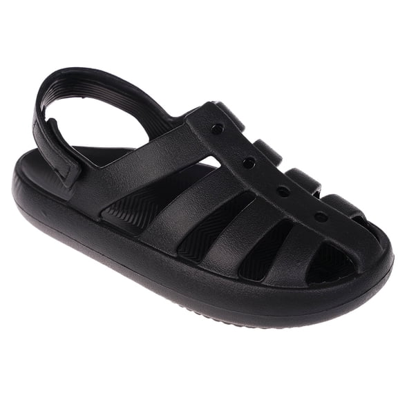 FOAMWALK Girl's EVA Slides Fisherman, Buckle Clogs Kids Cloud Slides - Slip On Sandals for Girls Little Kid, Black, 13