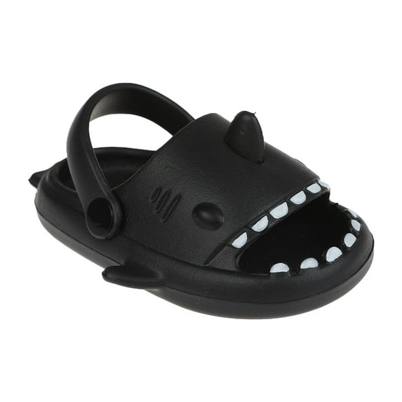 FOAMWALK Toddler Boy's EVA Comfy Cute Shark Sandals and Fisherman Sandals - Slides for Boys, Black - Toddler, 11