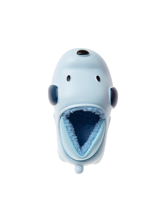 Toddler Boy's Novelty Clogs with Sherpa and Fur Lining - Cute Shark and Dog Clogs for Toddler, Pastel Blue, 8