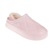 FOAMWALK Women's Quilted Platform Clog with Faux Fur Lining - Fall Clogs for Women, Blush, 8