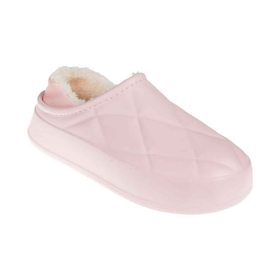 FOAMWALK Women's Quilted Platform Clog with Faux Fur Lining - Fall Clogs for Women, Blush, 8