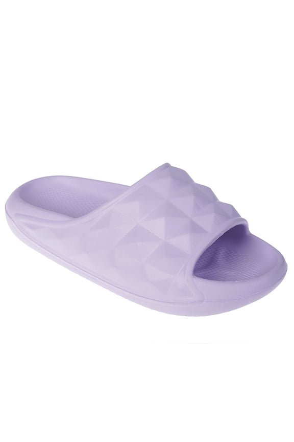 Women's Soft and Lightweight EVA Textured Slide - Cloud Slides for Women, Lilac, 9