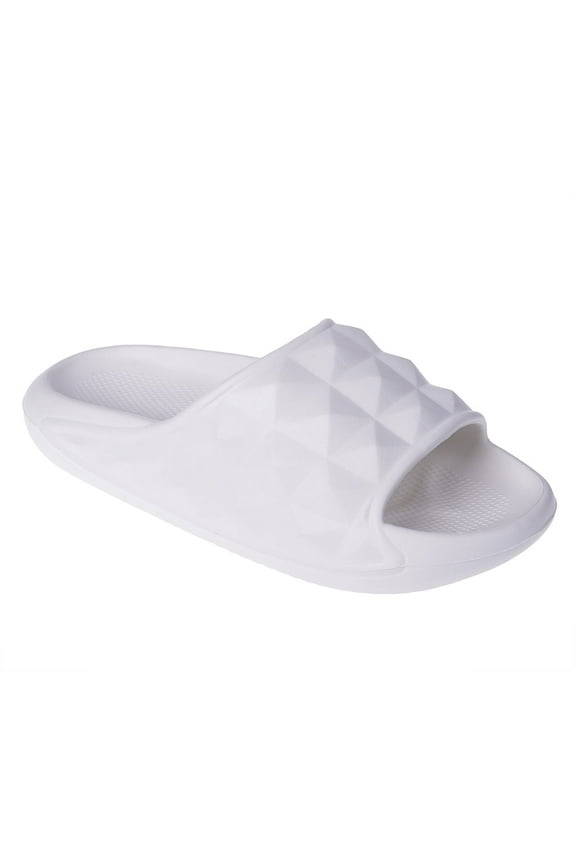 Women's Soft and Lightweight EVA Textured Slide - Cloud Slides for Women, White, 7