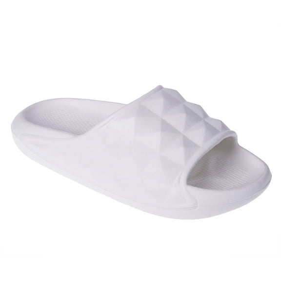 FOAMWALK Women's Soft and Lightweight EVA Textured Slide - Cloud Slides for Women, White, 9