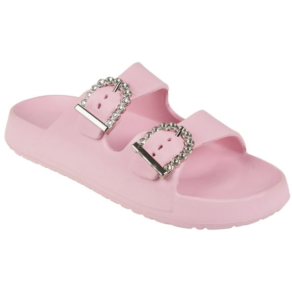 FOAMWALK Womens' Sandals - Comfortable Double Buckle Beach Slides, Everyday Women's Slide Sandals