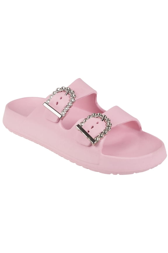 Womens' Sandals - Comfortable Double Buckle Beach Slides, Everyday Women's Slide Sandals