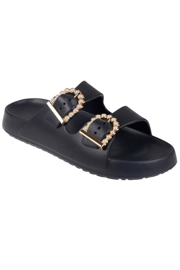 Womens' Sandals - Comfortable Double Buckle Beach Slides, Everyday Women's Slide Sandals