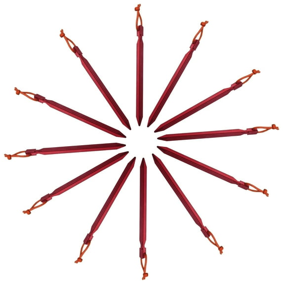FOAUUH 12 Pack Tent Stakes, 7075 Ground Metal Camping Aluminum Tent Pegs, Lightweight Stakes Heavy Duty Spikes(red)