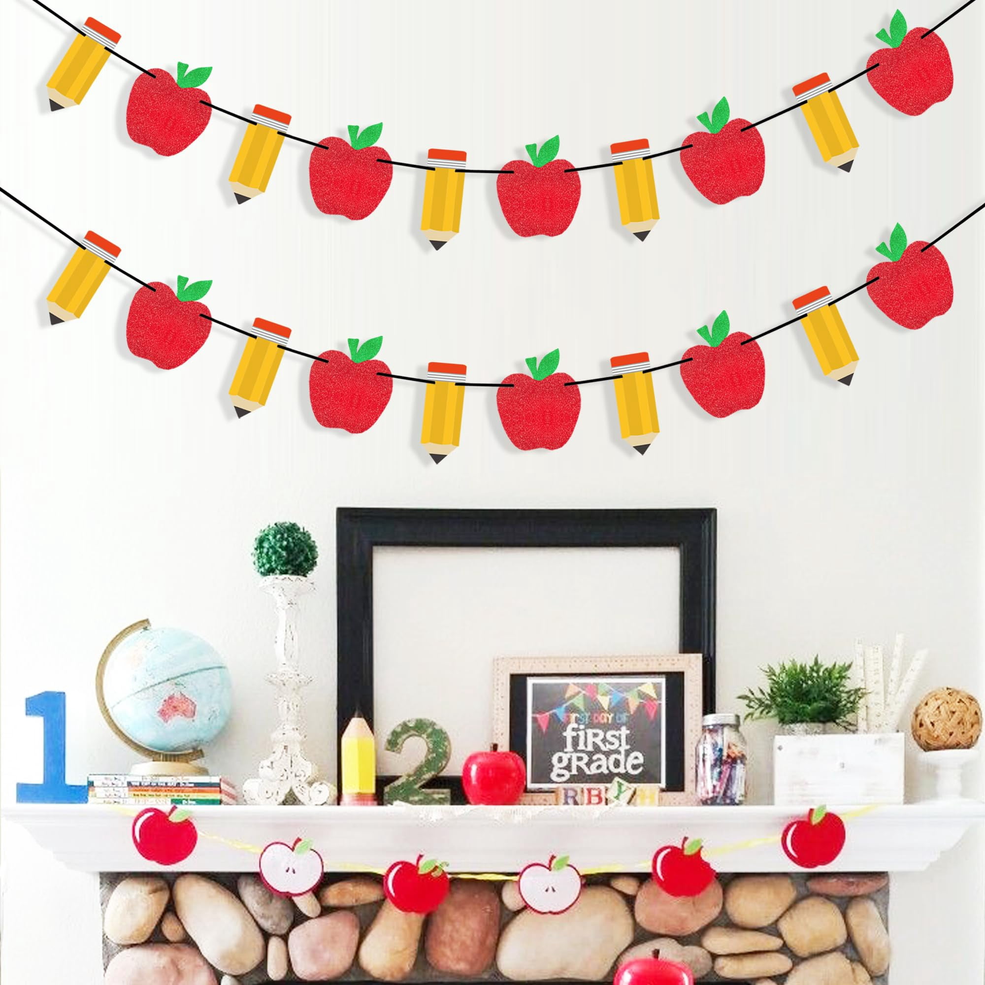 FOAUUH 2 Pieces Pencil Apple Banner for Back to School Decorations ...