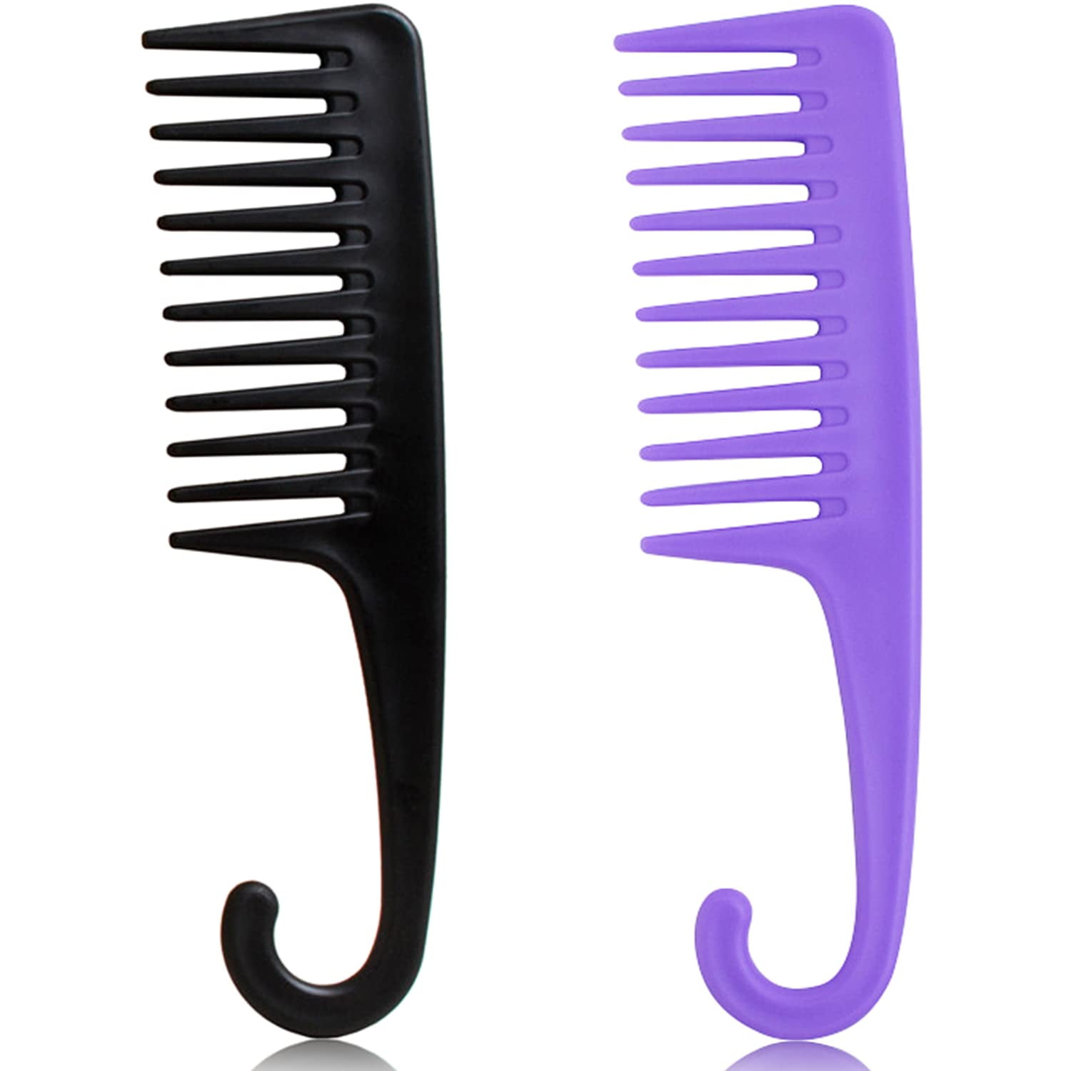 FOAUUH 2PCS Large Wide Tooth Comb, Shower Combs with Hook for Wet Curly