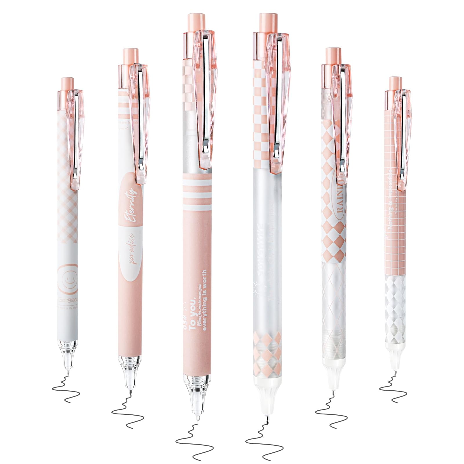 FOAUUH 6Pcs Retractable Gel Pens for Journaling, Black Ink Fine Point