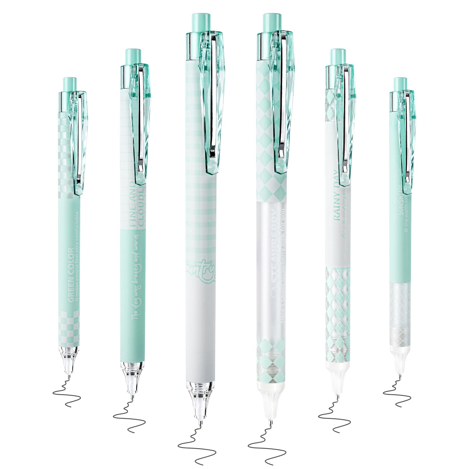 FOAUUH 6Pcs Retractable Gel Pens for Journaling, Black Ink Fine Point