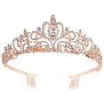 thumbnail image 1 of FOAUUH Crystal Queen Crowns and Tiaras with Comb Headband for Women and Girls, Princess Crowns Hair Accessories for Wedding Birthday Halloween Costume Cosplay (Rose gold), 1 of 5