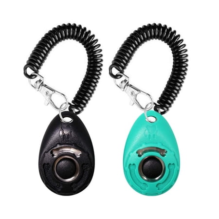 FOAUUH Dog Training Clicker with Wrist Strap - Durable Lightweight Easy to Use, Pet Training Clicker for Cats Puppy Birds Horses. Perfect for Behavioral Training 2-Pack (Black and Green)