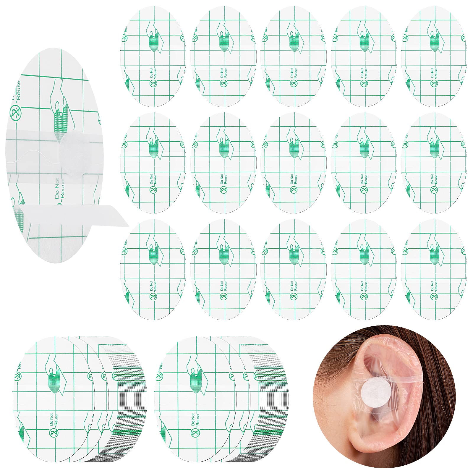 FOAUUH Ear Covers for Shower, 60 Pieces Waterproof Ear Stickers Ear