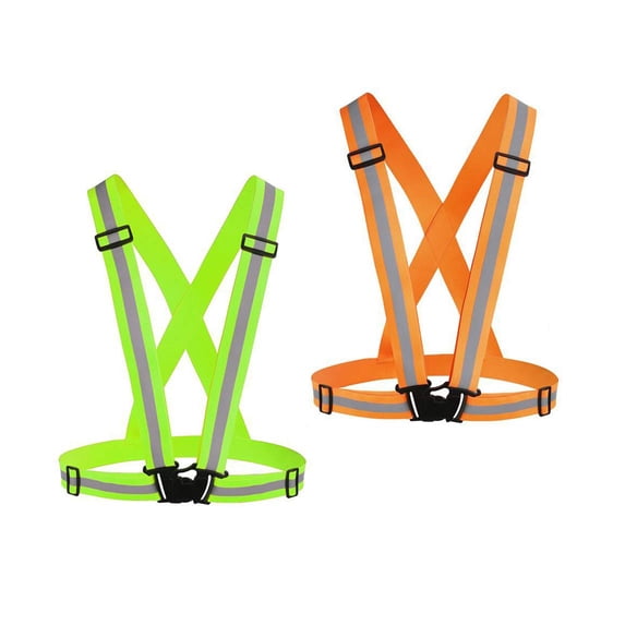 FOAUUH Reflective Vest Running Gear 2Pack, High Visibility Adjustable Safety Ves for Night Cycling,Hiking, Jogging,Dog Walking(orange)
