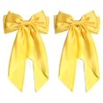 thumbnail image 1 of FOAUUH Satin Hair Hair Clips Clips Women's Big Bow Hair Slides Metal Clips French Hair Clips Long Tail Soft Vegan Bow Hair Clips Hold Hair 90's Accessories 2 Piece (Yellow), 1 of 4