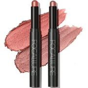 FOCALLURE (2 Pcs) 2 in 1 Eyeshadow and Eyeliner Pen，Waterproof Eyeshadow Stick，Starring Rose