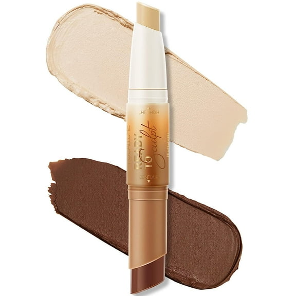 FOCALLURE 2 in 1 Cream Bronzer and Highlighter Stick,Long Lasting Contour Makeup Pencil