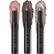 FOCALLURE 3 Pcs 2 in 1 Eyeshadow and Eyeliner Pen Waterproof Eyeshadow Stick,Numb