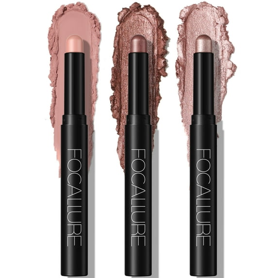 FOCALLURE (3 Pcs) 2 in 1 Eyeshadow and Eyeliner Pen,Waterproof Eyeshadow Stick,Rose Hangover