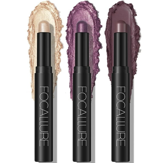 FOCALLURE (3 Pcs) 2 in 1 Eyeshadow and Eyeliner Pen,Waterproof Eyeshadow Stick,Vie En Rose