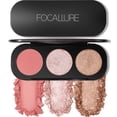 thumbnail image 1 of FOCALLURE 3 in 1 Blush and Highlighter Palette, Matte Blush and Shimmer Illuminator Highlighters,# 03, 1 of 7