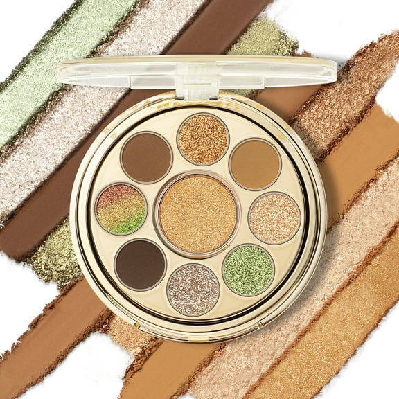 FOCALLURE  9-Shade Mineral Eyeshadow Palette,Rotary Professional Eyeshadow Pigment, LET'S GROOVE