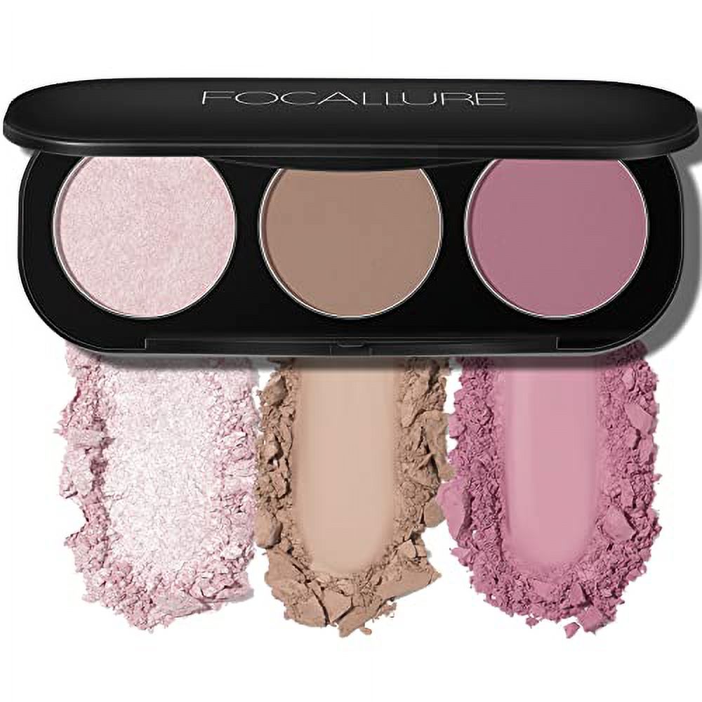 FOCALLURE Blush and Highlighter Palette,3 in 1 Contour Palette,Cruelty