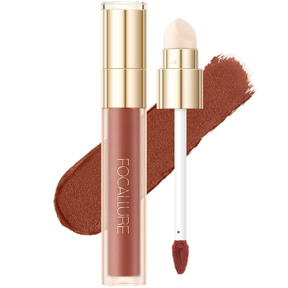 FOCALLURE Misty Matte Liquid Lipstick with Sponge Lip Brush,Dual Use Cheek and Lip Tint