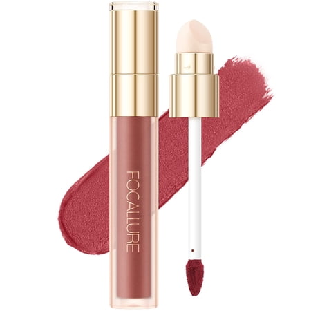 FOCALLURE Misty Matte Liquid Lipstick with Sponge Lip Brush,Dual Use Cheek and Lip Tint