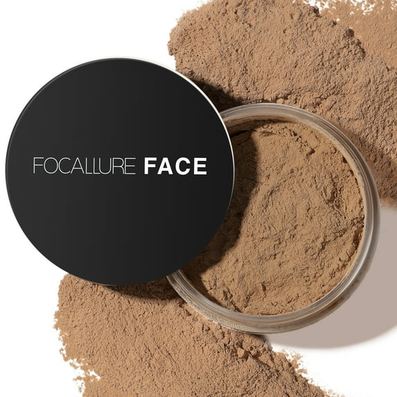 FOCALLURE Oil Control Loose Face Powder with Velour Powder Puff , Long-lasting & Lightweight Sets Foundation Makeup, Sand