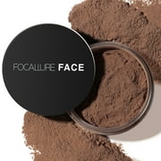 FOCALLURE Oil Control Loose Face Powder with Velour Powder Puff , Long-lasting & Lightweight Sets Foundation Makeup, Toffee