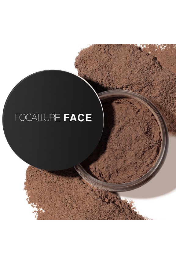 Oil Control Loose Face Powder with Velour Powder Puff , Long-lasting & Lightweight Sets Foundation Makeup, Toffee
