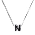 thumbnail image 1 of FOCALOOK 925 Sterling Silver Initial Necklace for Women Dainty Black Tiny Cute Letter N Pendant Choker Necklace Jewelry Gift 16inch, 1 of 8