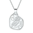 thumbnail image 1 of FOCALOOK Athena Owl Necklace Goddess of Wisdom Greek Mythology Sterling Silver Coin Pendant Necklace for Women, 1 of 10