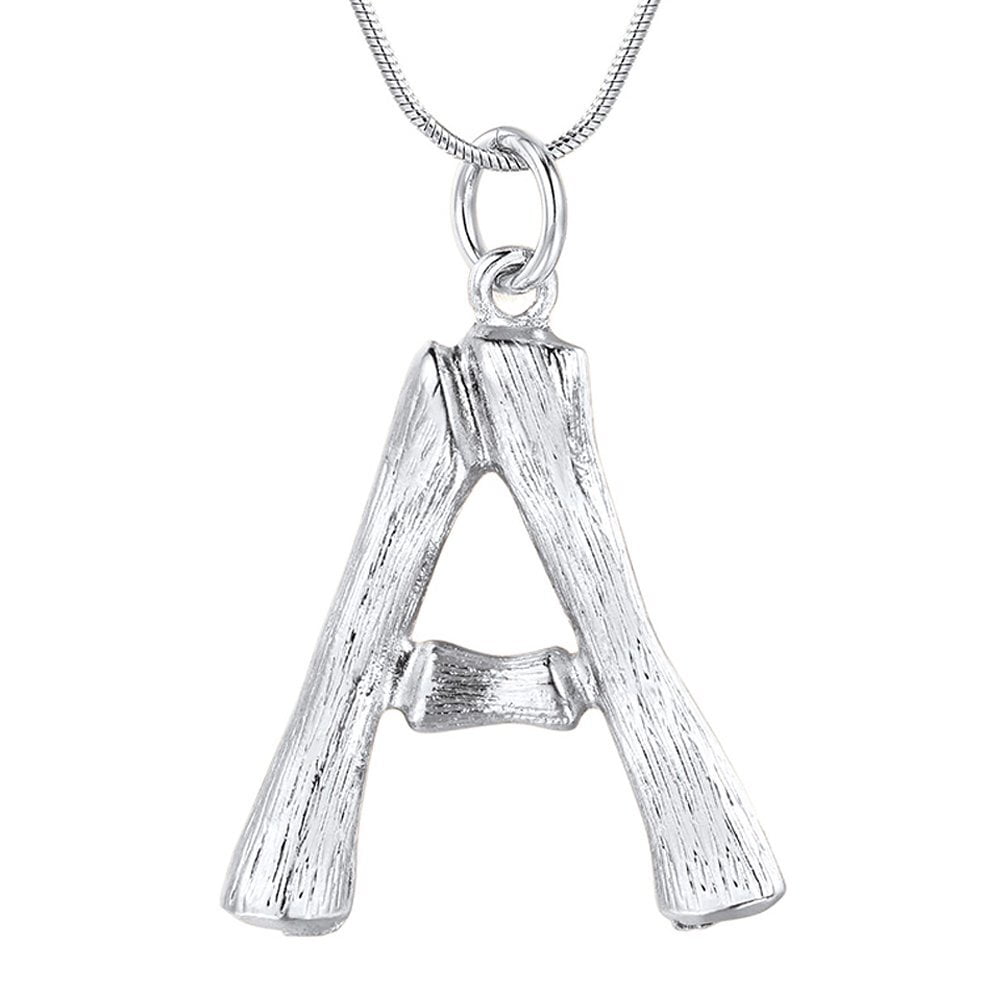 FOCALOOK Bamboo Initial Necklace for Women Oversize Letter A Pendant Capital Alphabet Statement Necklace