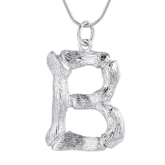 FOCALOOK Bamboo Initial Necklace for Women Oversize Letter B Pendant Capital Alphabet Statement Necklace