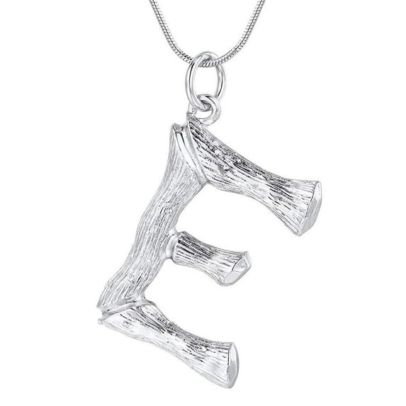 FOCALOOK Bamboo Initial Necklace for Women Oversize Letter E Pendant Capital Alphabet Statement Necklace