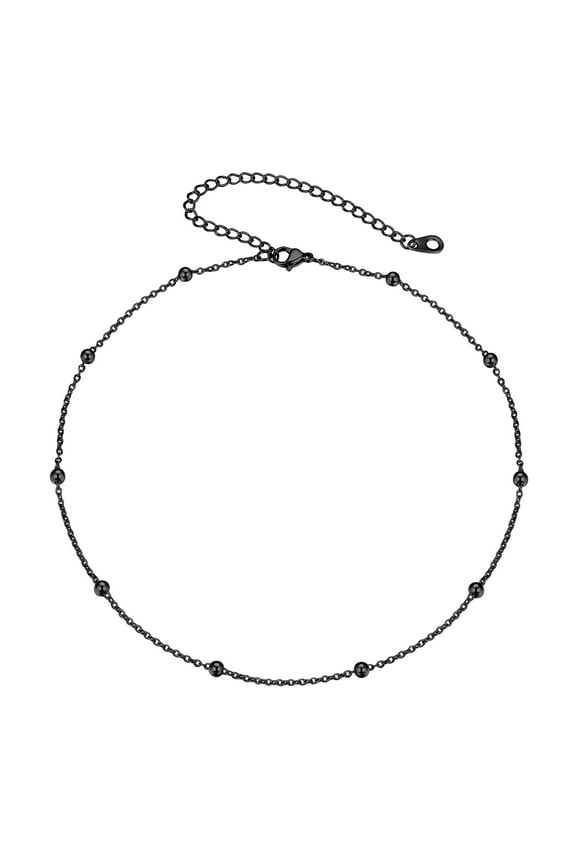 Beaded Choker Necklaces for Women Stainless Steel Black Bohemian Boho Summer Choker Collar Chain Daughter Girlfriend Wife Birthday Christmas Jewelry Gift