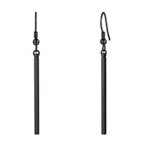 FOCALOOK Black Dangle Earrings for Women Hypoallergenic Minimal Long Thin Drop Dangling Vertical Bar Earrings