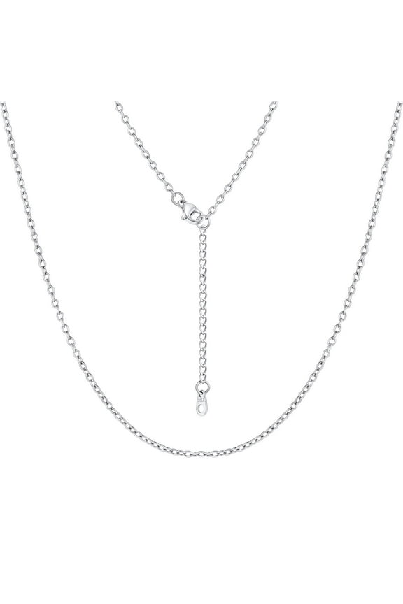 Chain Necklace for Women Stainless Steel Silver Hypoallergenic Rolo Cable Replacement Chains for Pendant Valentines Day Jewelry Gift 2MM 26"