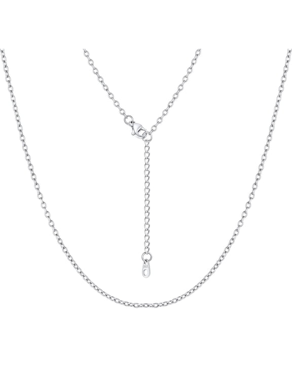 Chain Necklace for Women Stainless Steel Silver Hypoallergenic Rolo Cable Replacement Chains for Pendant Birthday Jewelry Gift 2MM 28"